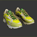 Bright Yellow And Green Sports Sneakers With White Accents And Modern Lace Up Design