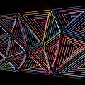 Abstract Geometric Artwork With Colorful Triangles And Neon Light Lines On Black Background 3d model