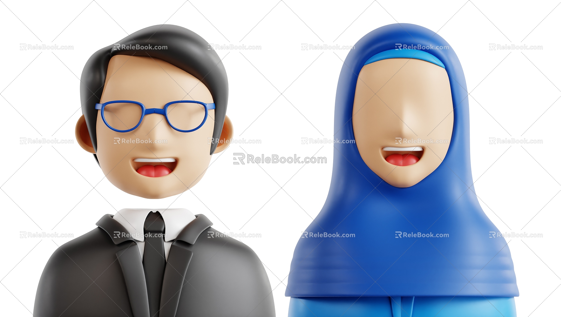 Cartoon characters of teachers 3d model