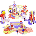 Artistic Floral Installation Design With Vibrant Flowers And Creative Decorative Structures 3d model