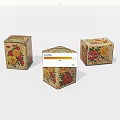 Three Vintage Decorative Boxes With Floral Patterns And Ornate Details 3d model