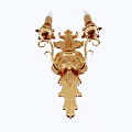 Ornate Golden Wall Sconce with Intricate Leaf Design and Two Lights