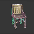 Egyptian Style Leisure Chair With Golden Accents Green Seat And Carved Legs