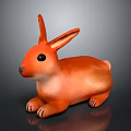 Orange Rabbit Figurine With Long Ears Black Eyes In Lying Pose