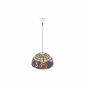 Colorful Stained Glass Chandelier With Flower Pattern And Hanging Chain For Decorative Home Design