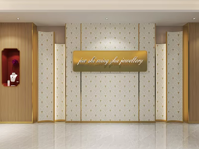 Elegant Luxury Jewelry Store Interior With Alluring Art Jewellery Signage And Decorative Walls 3d model
