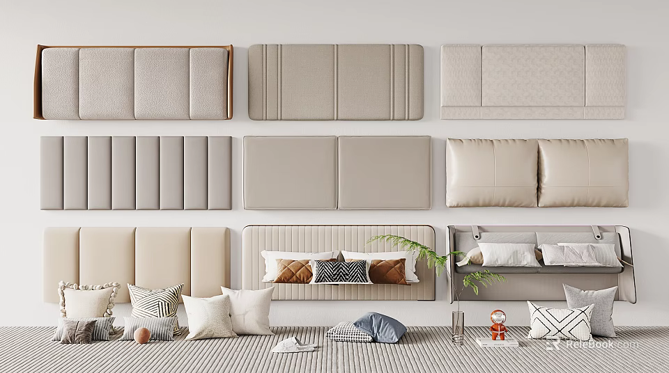 Stylish Upholstered Headboard Designs And Bedroom Decor 3d model 