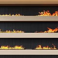 Elegant Modern Multiple Layered Fireplaces with Flames in Interior Design 3d model