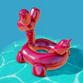 Red Dog Shaped Inflatable Swim Ring For Pool Water Sports Equipment