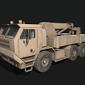 Beige Military Truck With Crane And Six Wheel Heavy Duty Structure