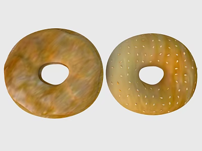 Two Different Delicious Donuts With Golden Brown And Light Golden Surfaces 3d model