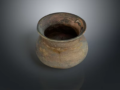 Ancient Handcrafted Clay Pottery Sculpture With Natural Texture And Rustic Finish 3d model