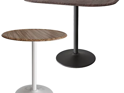 Modern Round Coffee Tables With Wooden Tabletop And White Black Bases 3d model