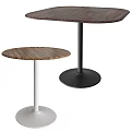 Modern Round Coffee Tables With Wooden Tabletop And White Black Bases