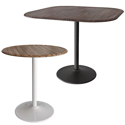 Modern Round Coffee Tables With Wooden Tabletop And White Black Bases 3d model