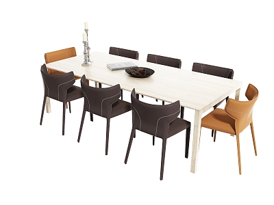 Nordic Dining Table and Chair Combination model