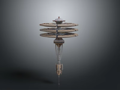 Advanced Space Exploration Craft Featuring Multiple Circular Solar Panels And Propulsion System 3d model