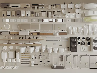 Modern Bathroom Combos With Sinks Toilets Cabinets Mirrors And Fixtures 3d model