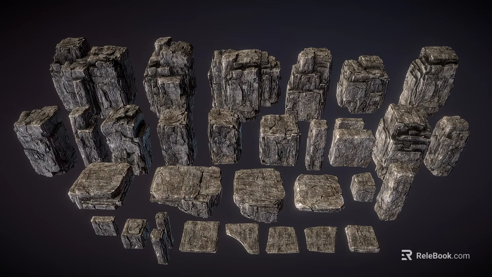 Stone and Wood 3D Models with Various Shapes and Sizes for Design Projects 3d model 