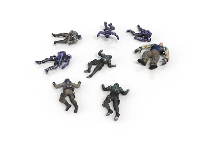 Multiple Colorful Action Figure Characters In Various Poses And Different Colors 3d model