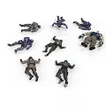 Multiple Colorful Action Figure Characters In Various Poses And Different Colors