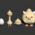 Children Playing With Cute Chick Toys Of Different Sizes Including Egg And Horned Figure