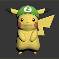 Pikachu Game Character With Green Hat Number 2 Yellow Body Red Cheeks Lightning Tail Standing