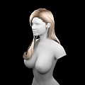 Woman with Long Blonde Hair 3D Model Upper Body on Black Background 3d model