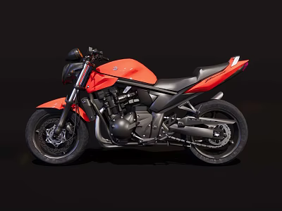 Orange and Black Modern Street Motorcycle With Sleek Design and Stylish Body 3d model