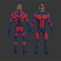 Futuristic Sci Fi Characters In Red And Black Mechanical Armor With Front Back Views 3d model