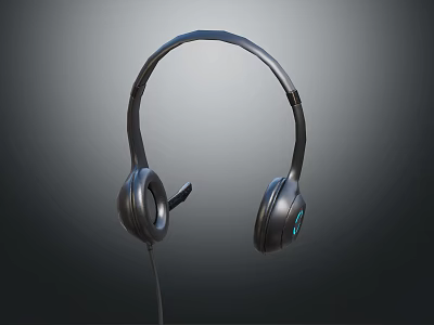 Black Wired Headphones With Microphone And Soft Ear Cushions For Daily Use 3d model