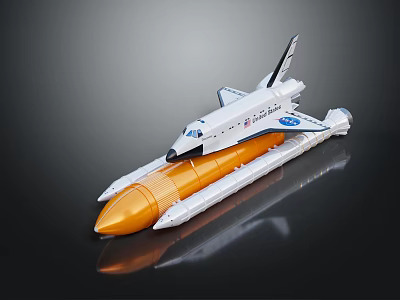 Space Shuttle Model Design With White Orbiter And Orange External Tank 3d model