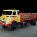 Vintage Yellow Leyland Functional Truck With Red Wooden Cargo Bed And Utility Design