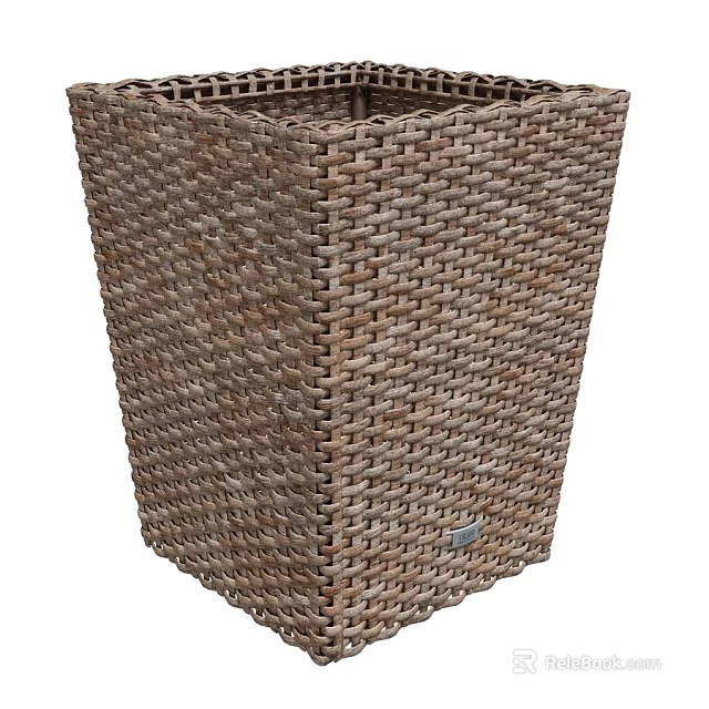 Handwoven Brown Wicker Square Decorative Ornament Set For Home Interior Decoration 3d model 