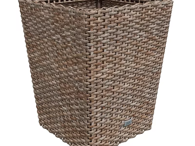 Handwoven Brown Wicker Square Decorative Ornament Set For Home Interior Decoration 3d model
