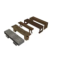 Natural Wooden And Stone Outdoor Chairs With Rustic Carved Details For Garden Use