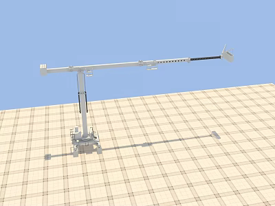 White Industrial Equipment with Long Arm Installed on Grid Patterned Ground and Top Mounted Sensor 3d model
