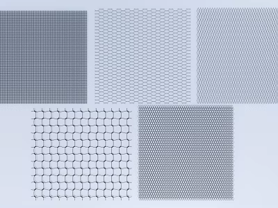Various Architectural Mesh Grille Building Components With Diverse Pattern Designs 3d model