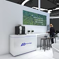 HD Technology Exhibition Booth Modern Design With Blue Screens Lighting And Interior Setup 3d model