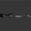 Lush Green Vegetated Long Structure With Curved Design And Stone Base