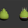 Green Toy Submarines With Playful Design And Decorative Details For Kids