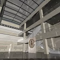 Modern Grand Lobby Interior With Glass Skylight Escalators And Marble Floor