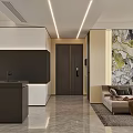 Modern Living Dining Room Interior With Linear Lights Black Counter Sofa Rug And Wall Art