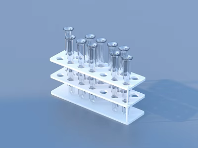 Household Test Tube Storage Rack With Transparent Tubes Multi Tiered White Organizer For Home Use 3d model