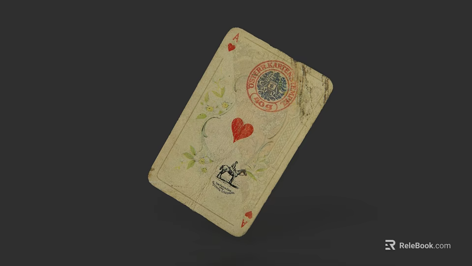 Vintage Ace of Hearts Playing Card for Classic Card Game Entertainment 3d model 