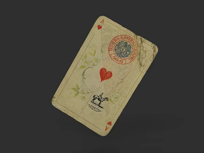 Vintage Ace of Hearts Playing Card for Classic Card Game Entertainment 3d model