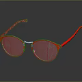Stylish Red Round Frame Glasses With Clear Lenses And Decorative Temple Design