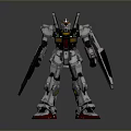 White Armored Mecha Game Character With Dual Swords Back Antennas And Red Feet