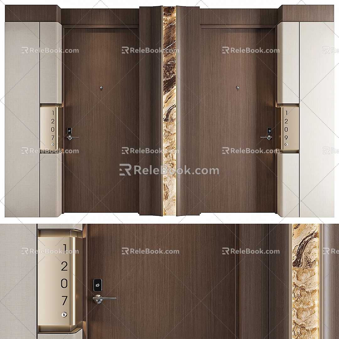 Modern Hotel Single Door 3d model