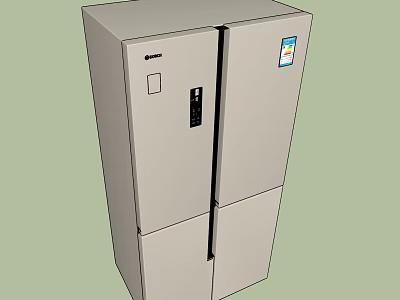 Modern Double Door Refrigerator Freezer With Control Panel And Multi Compartments 3d model